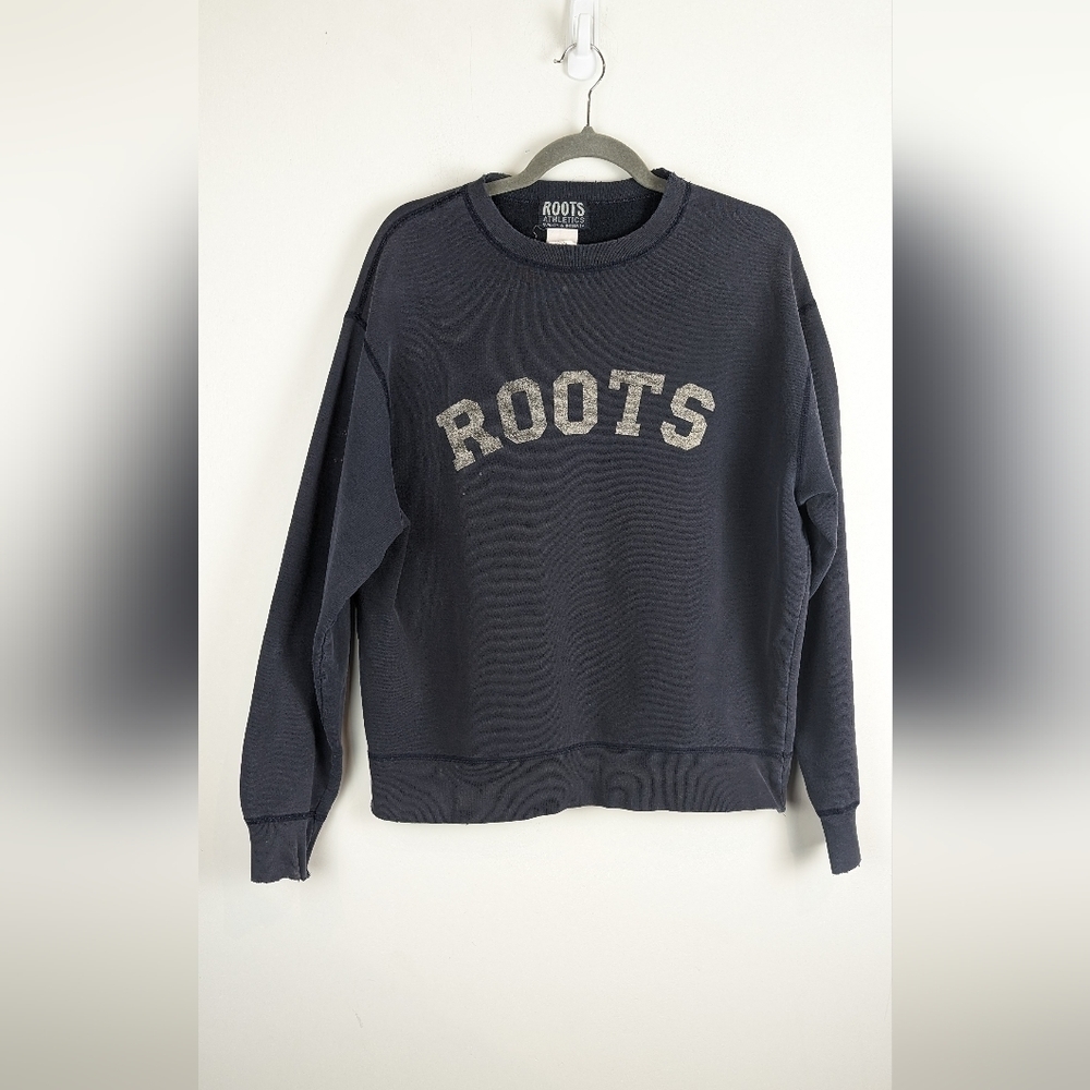 Vintage 90s Roots Navy Distressed Crewneck